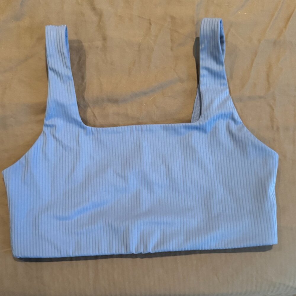 Girlfriend Collective, Blue Ribbed Tommy Bra M